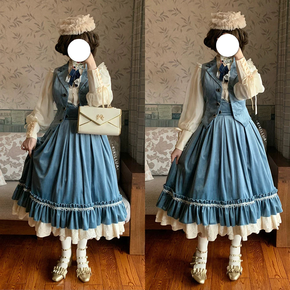 [Pre-order] British Classical Lolita Velvet High Waist Skirt