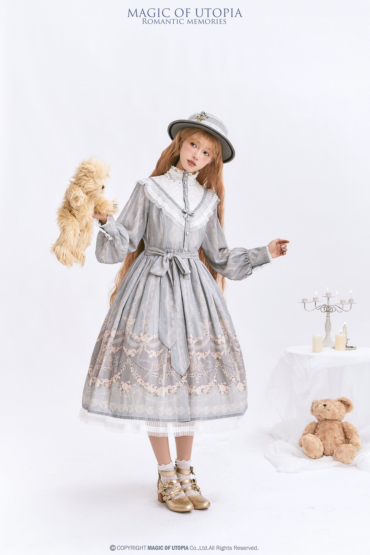 [Sale period ended] Romantic Memories Stand Collar Dress