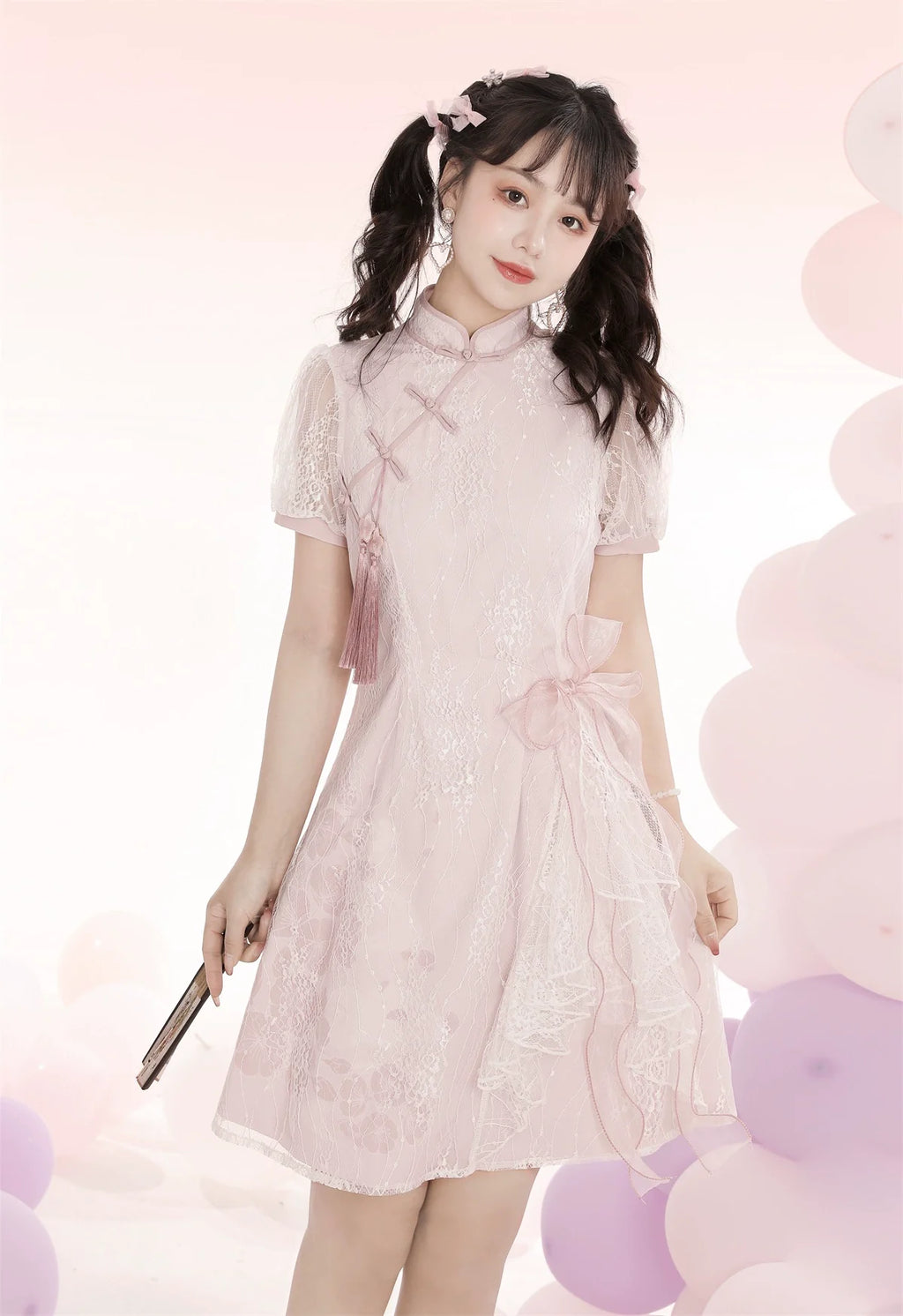 Peach Blossom ピンクリボンチャイナドレス