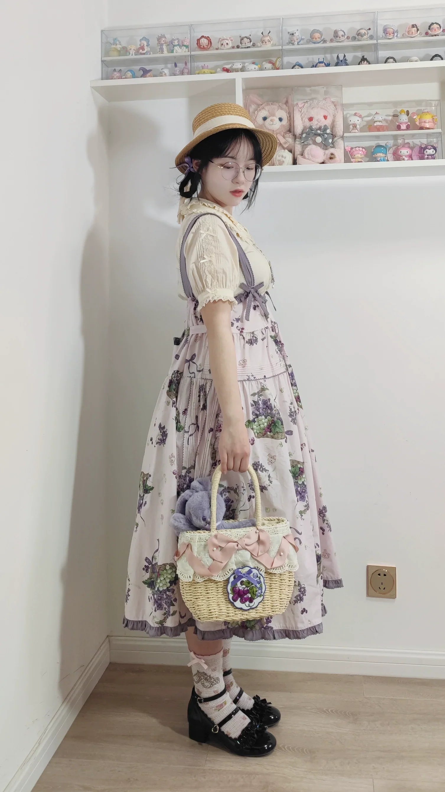 Picnic Basket Jumper Skirt Grape Pattern