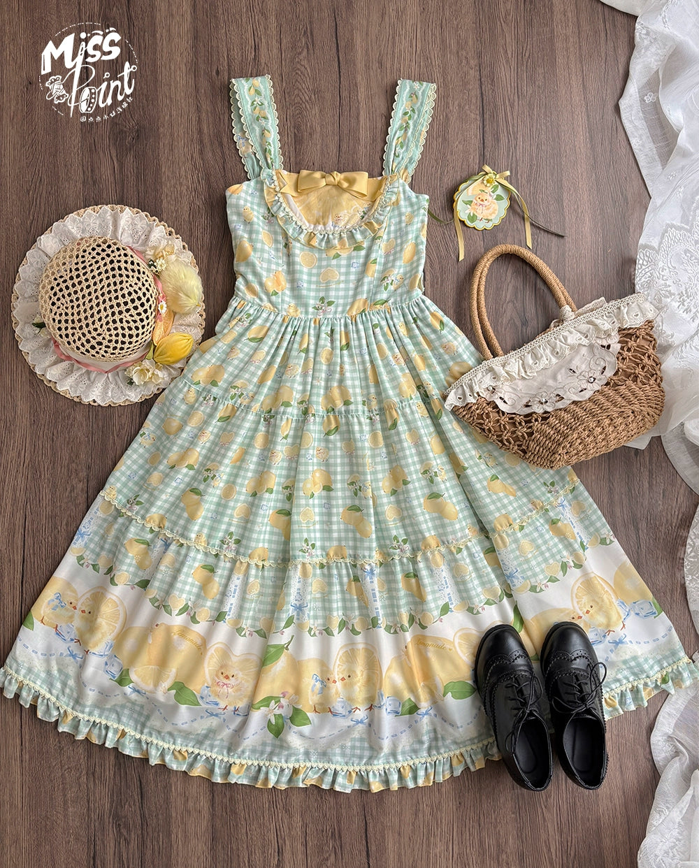 【受注予約5/14まで】Lemon Sweetie プリントジャンパースカート・ロング丈