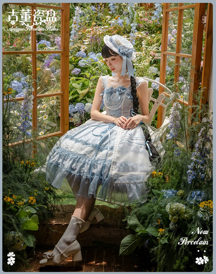 Antique Porcelain Plates Layered Jumper Skirt