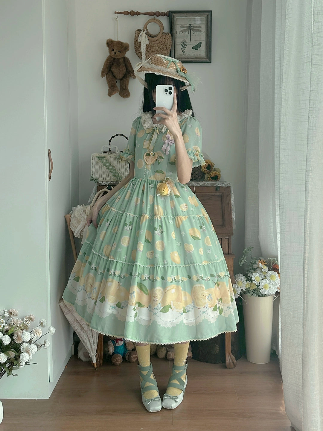 【予約販売】Lemon Sweetie プリント半袖ワンピース・デイリータイプ