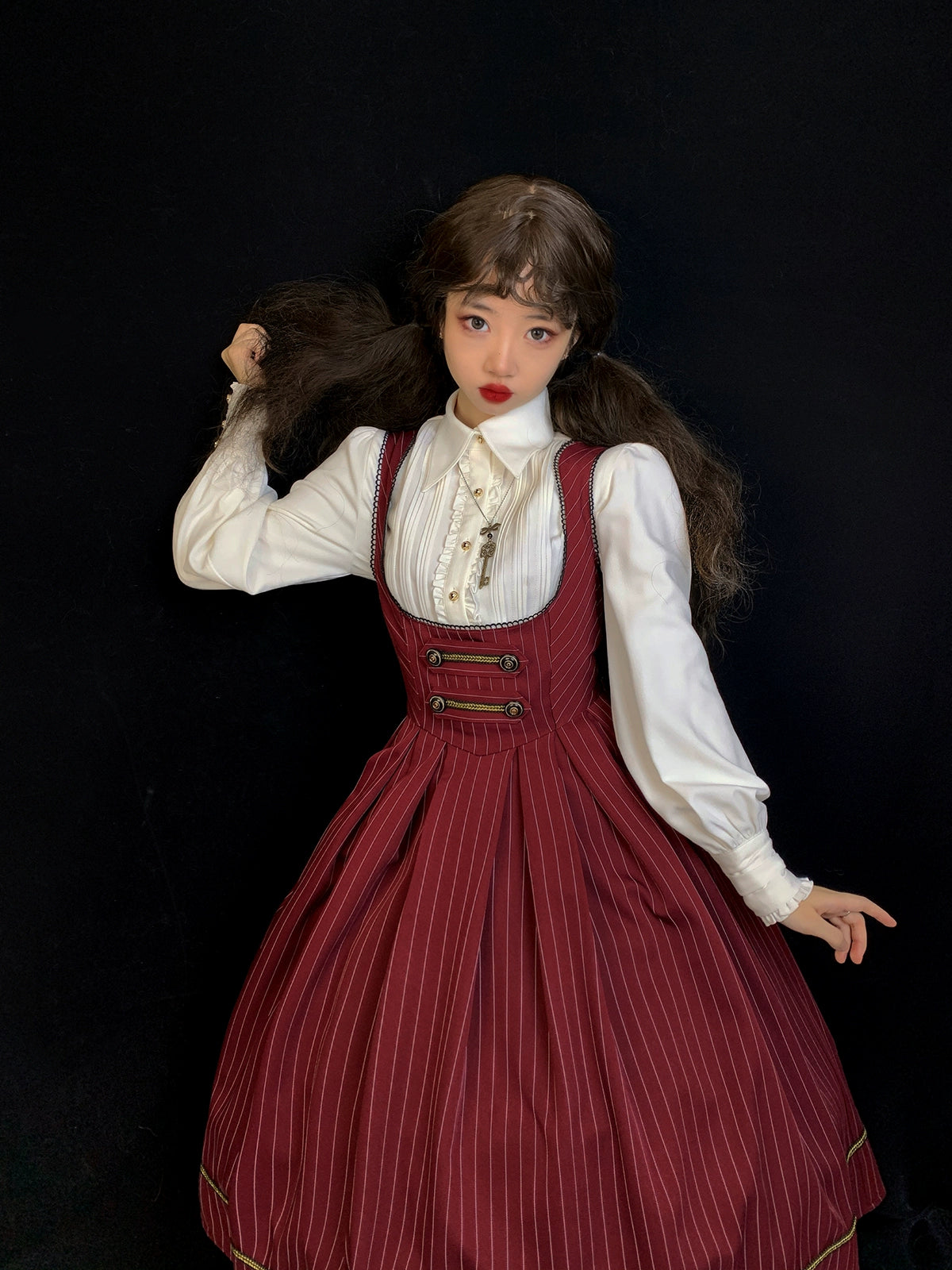 [Resale/Pre-orders available until 10/28] Bright Moon Corset Jumper Skirt Stripe [Red]