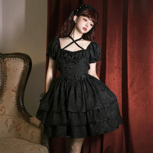 Rose of Thorns Cross Neck Ribbon Dress