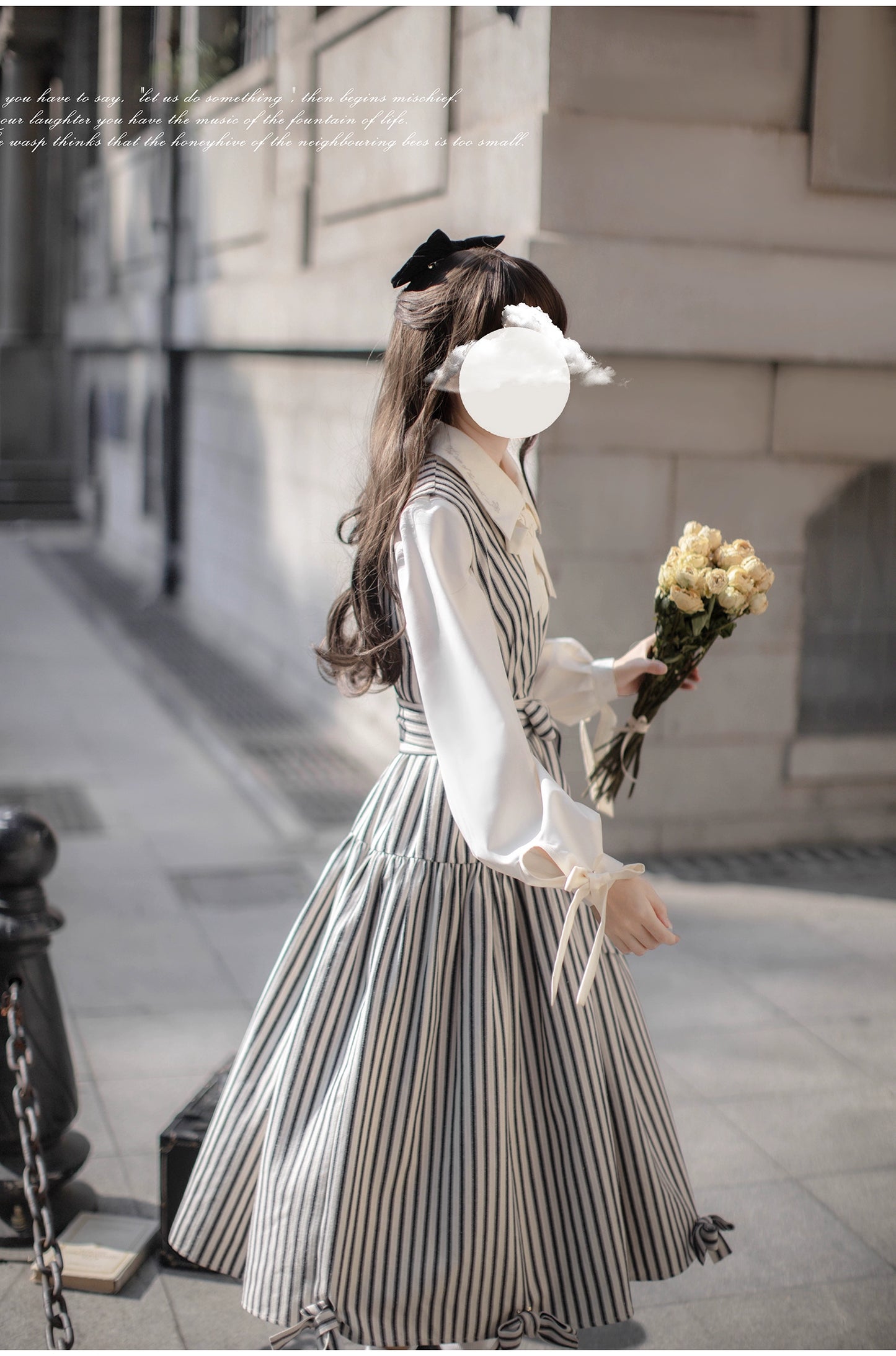 Striped and ribbon French girly jumper skirt