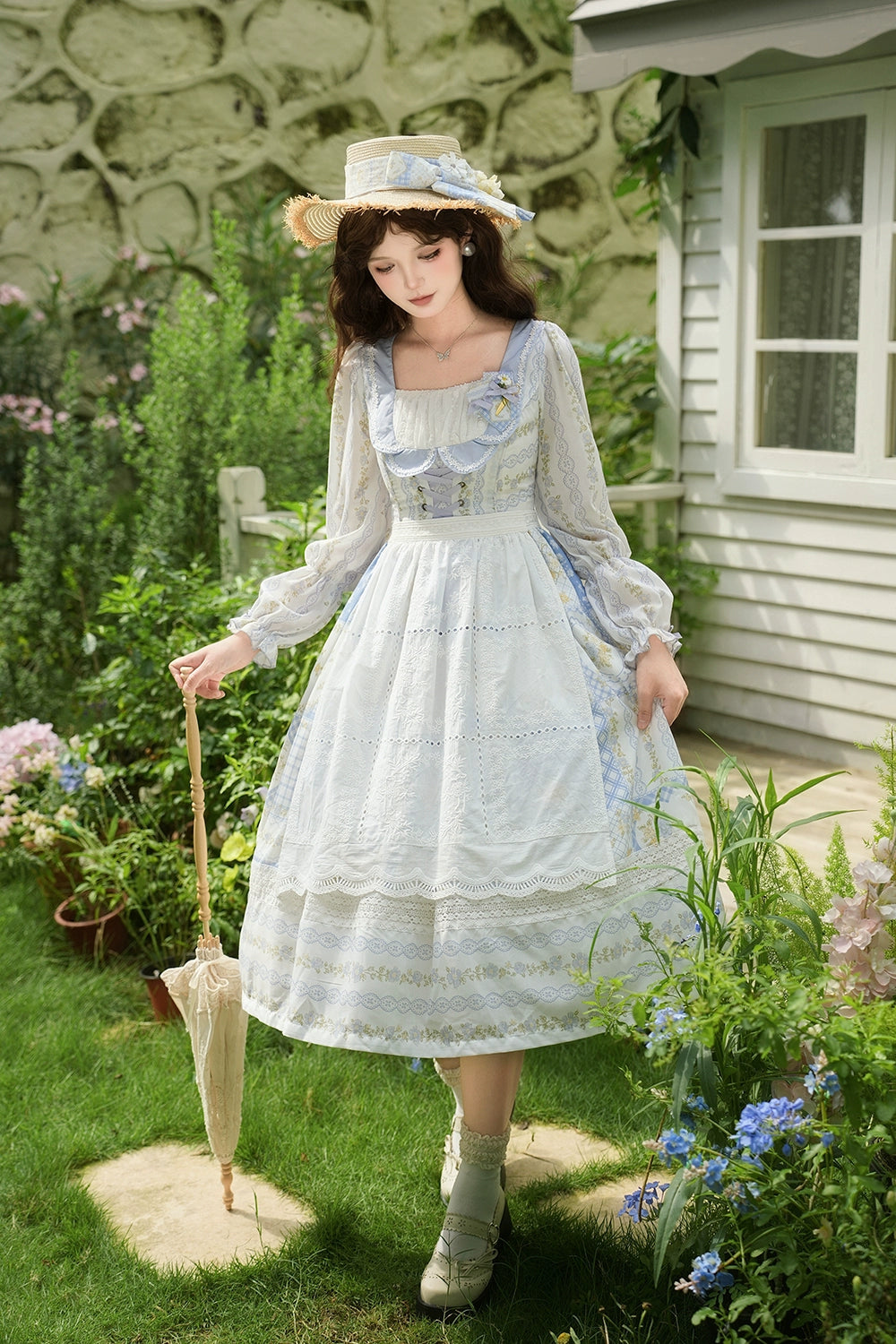 【予約販売】Pathwork Garden カントリー風長袖ワンピース