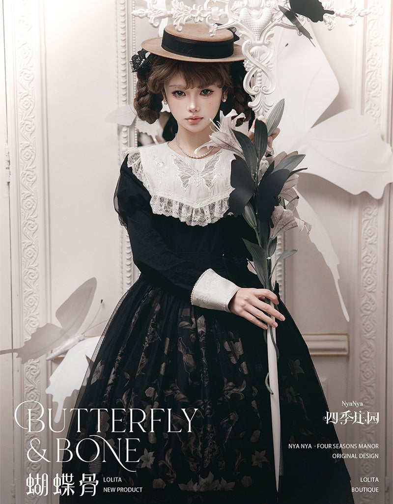 【受注予約11/19まで】Butterfly and Bone 長袖ワンピース