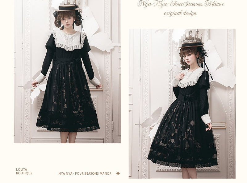 【受注予約11/19まで】Butterfly and Bone 長袖ワンピース