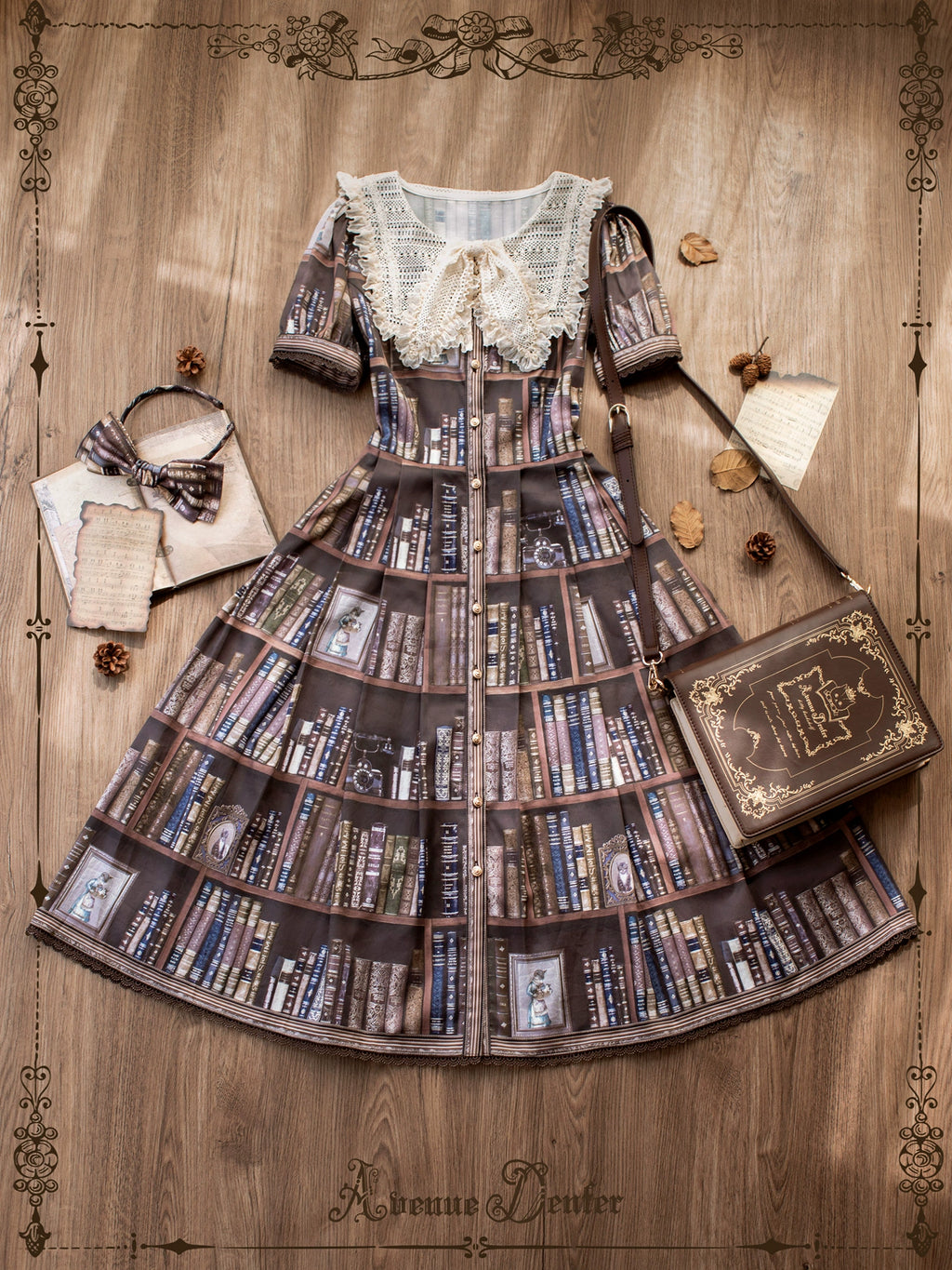 【受注予約6/19まで】Kitty Bookshelf 半袖ワンピース