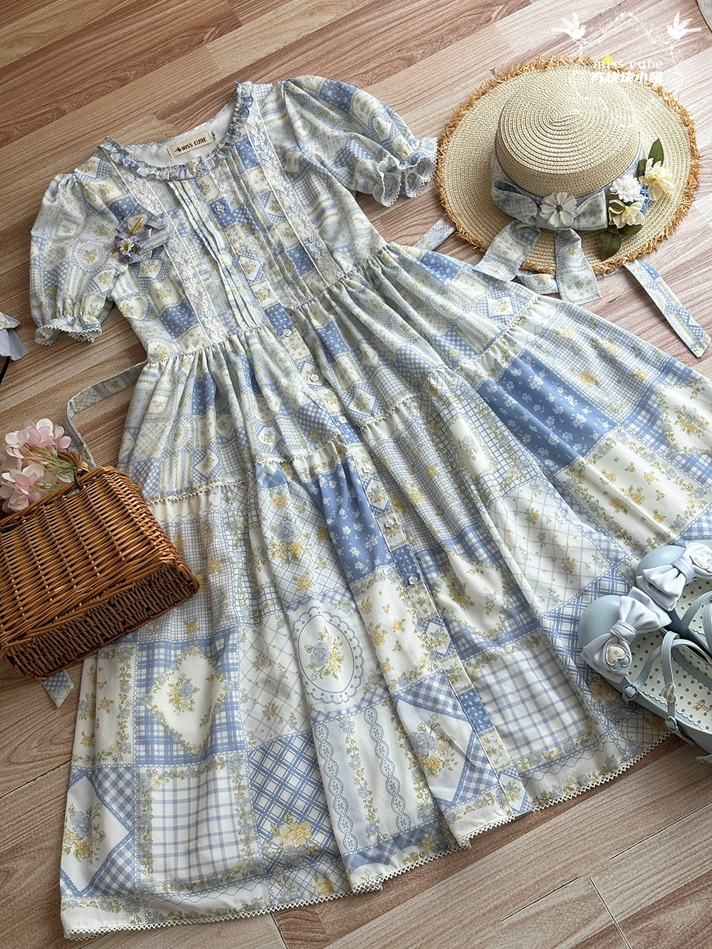 【受注予約7/14まで】Pathwork Garden カントリー風半袖ワンピース