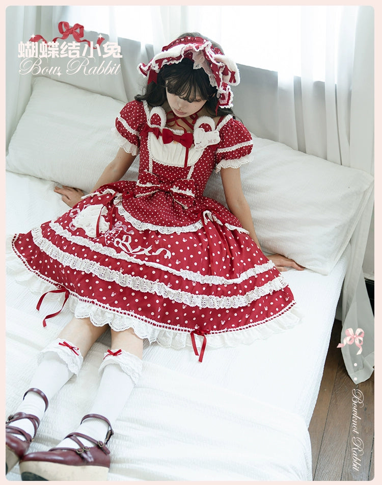【受注予約6/11まで】Bow Rabbit 水玉ワンピース・全5色
