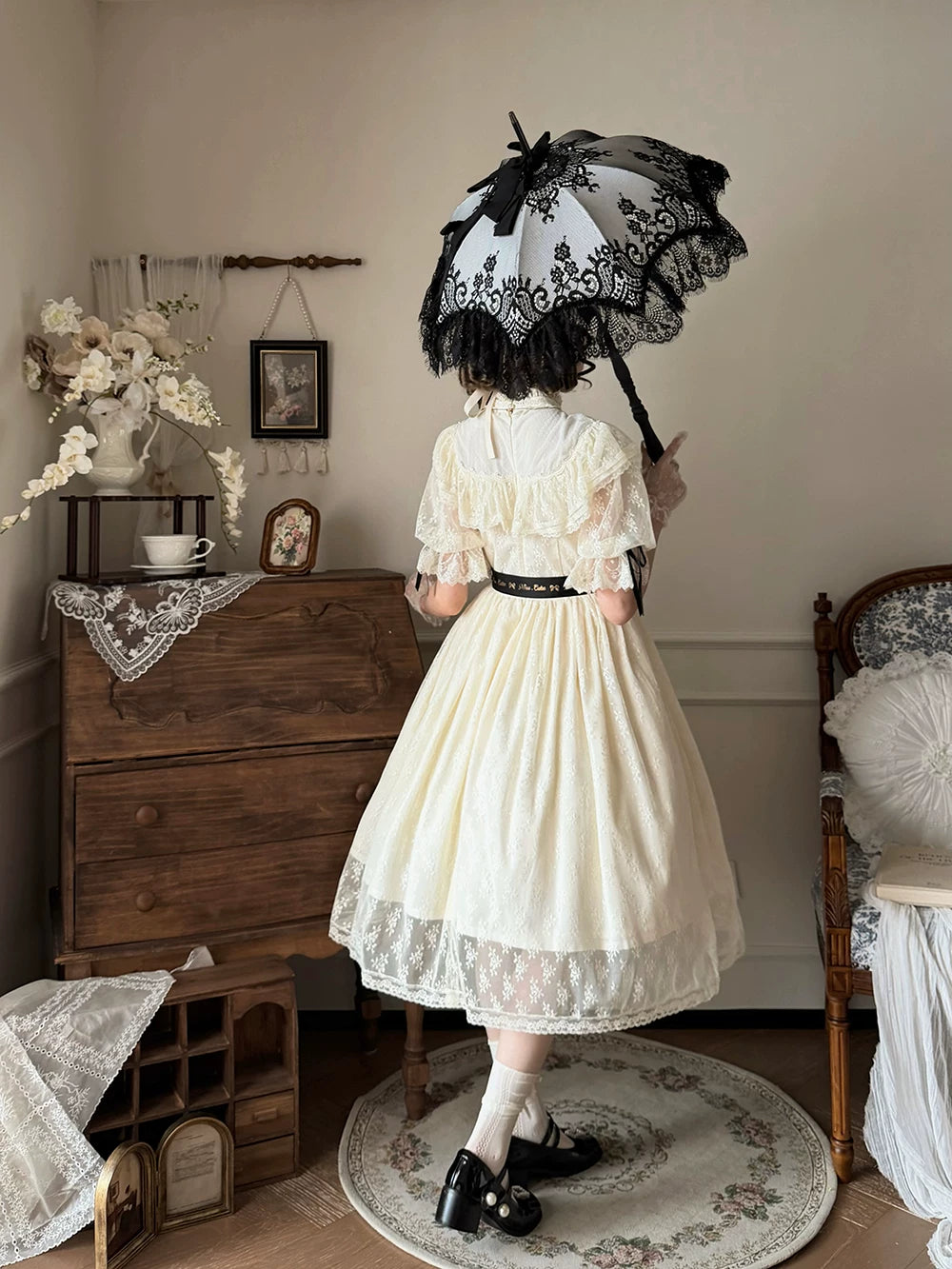 【受注予約10/13まで】Dream Lace クラシカル半袖ワンピース
