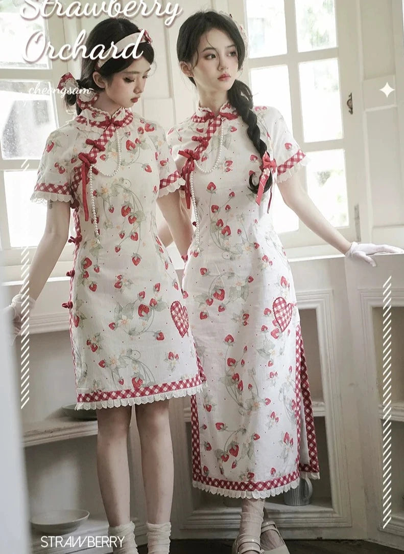 Strawberry Orchard 苺のチャイナドレス ロング丈