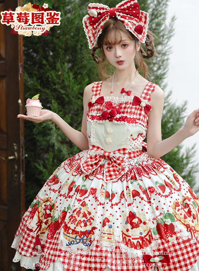 【受注予約11/18まで】Strawberry Cake Guide プリントジャンパースカート