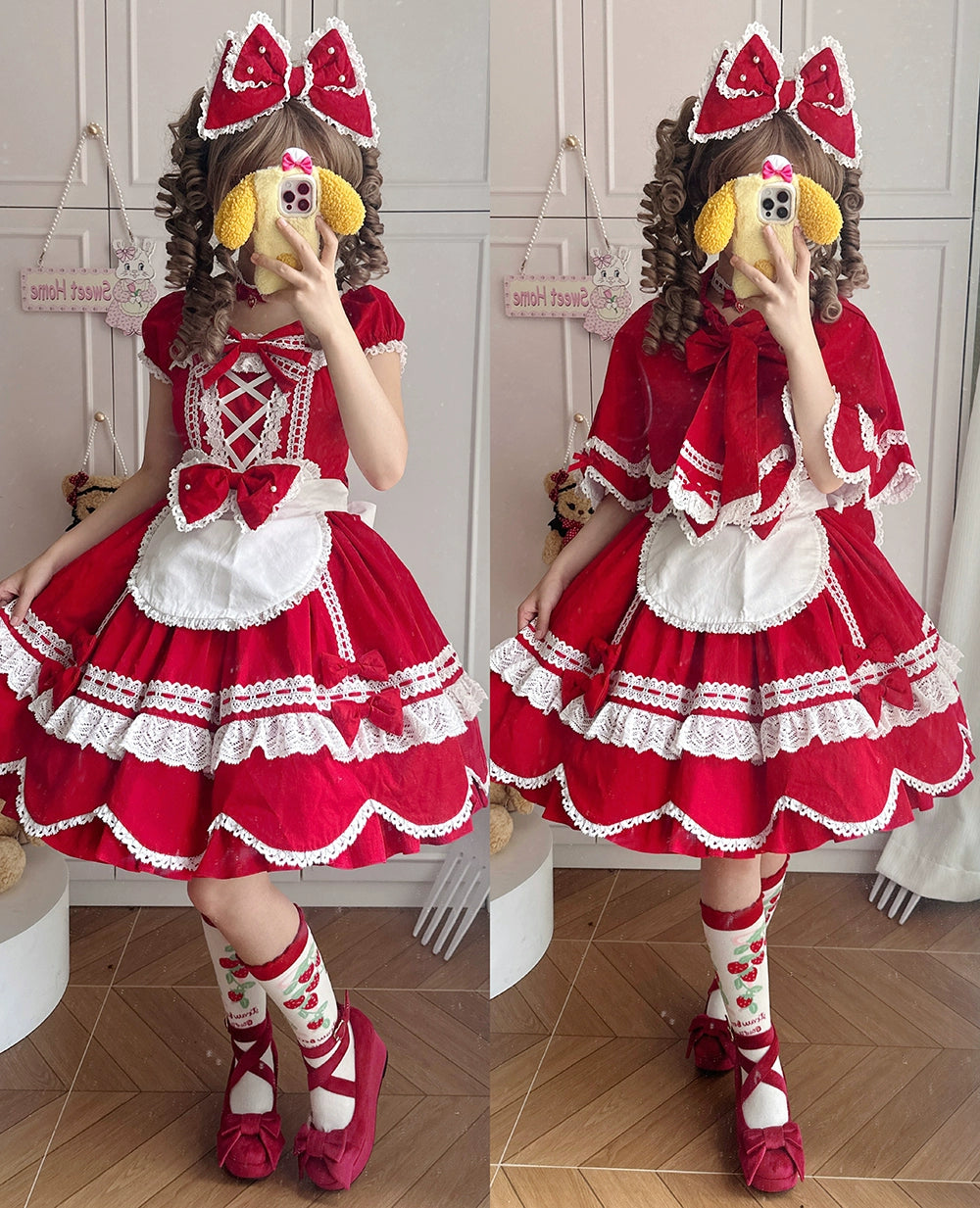 【予約販売】Antique Petal Rabbit リボンワンピース