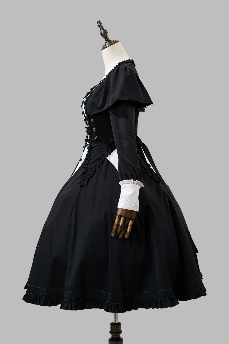 【受注予約12/3まで】漆黒の秒針 長袖ワンピース・ショート丈