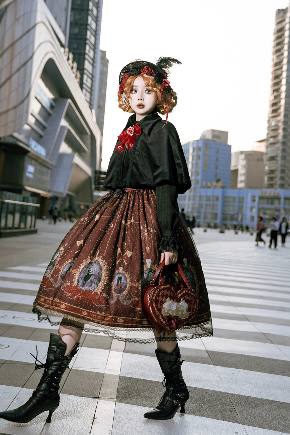 The Red Shoes Gothic Lolita Print Jumper Skirt