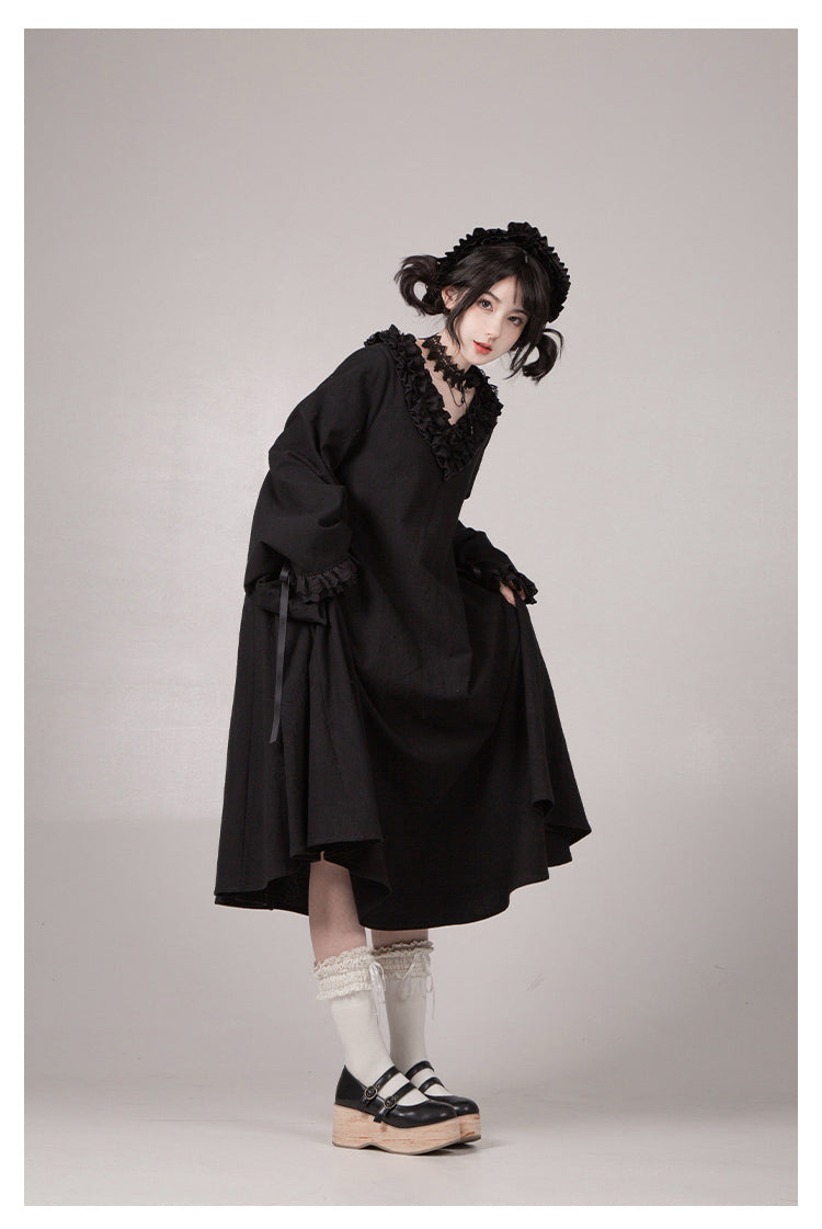 十六夜 和風メイドワンピースセット ロング丈