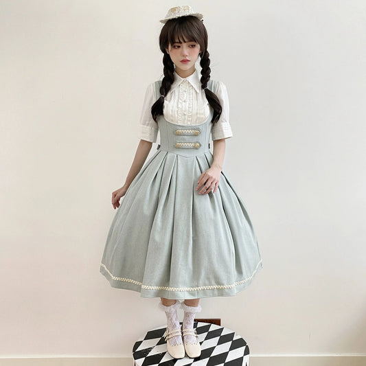 [Pre-orders available until 9/29] Bright Moon Corset Jumper Skirt, Plain Type [Light Blue]