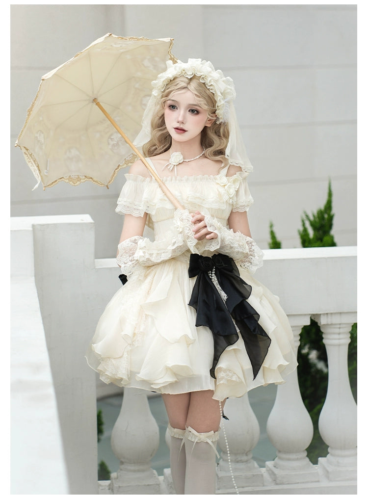 月光変奏曲 エレガントレースアップジャンパースカート・ショート丈