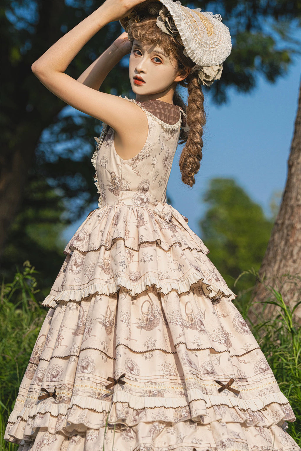 Flower Basket Country style jumper skirt and cardigan