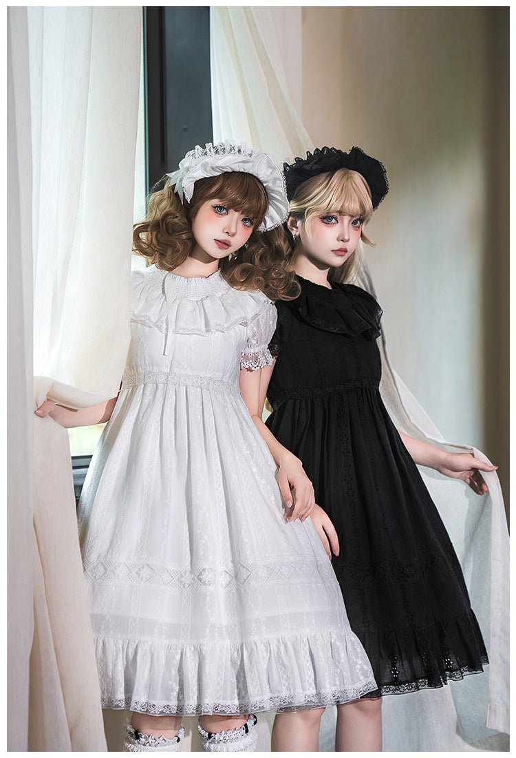 花刺繍入りコットンレースワンピース 単品＆セット