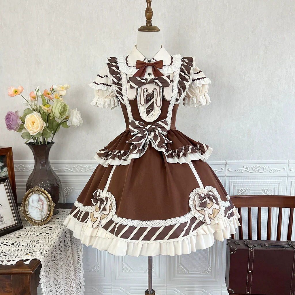 White &amp; milk chocolate jumper skirt and blouse