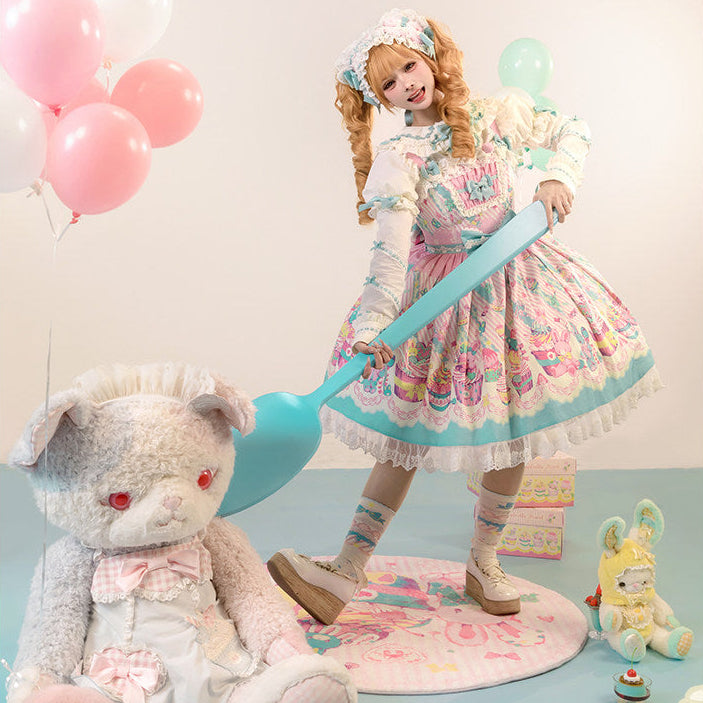 【受注予約1/26まで】Sweet Cup Cake プリントジャンパースカート