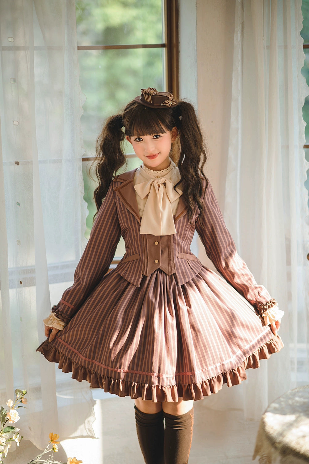 【受注予約12/4まで】Classic Chocolat Stripe ストライプスカート・ショート丈