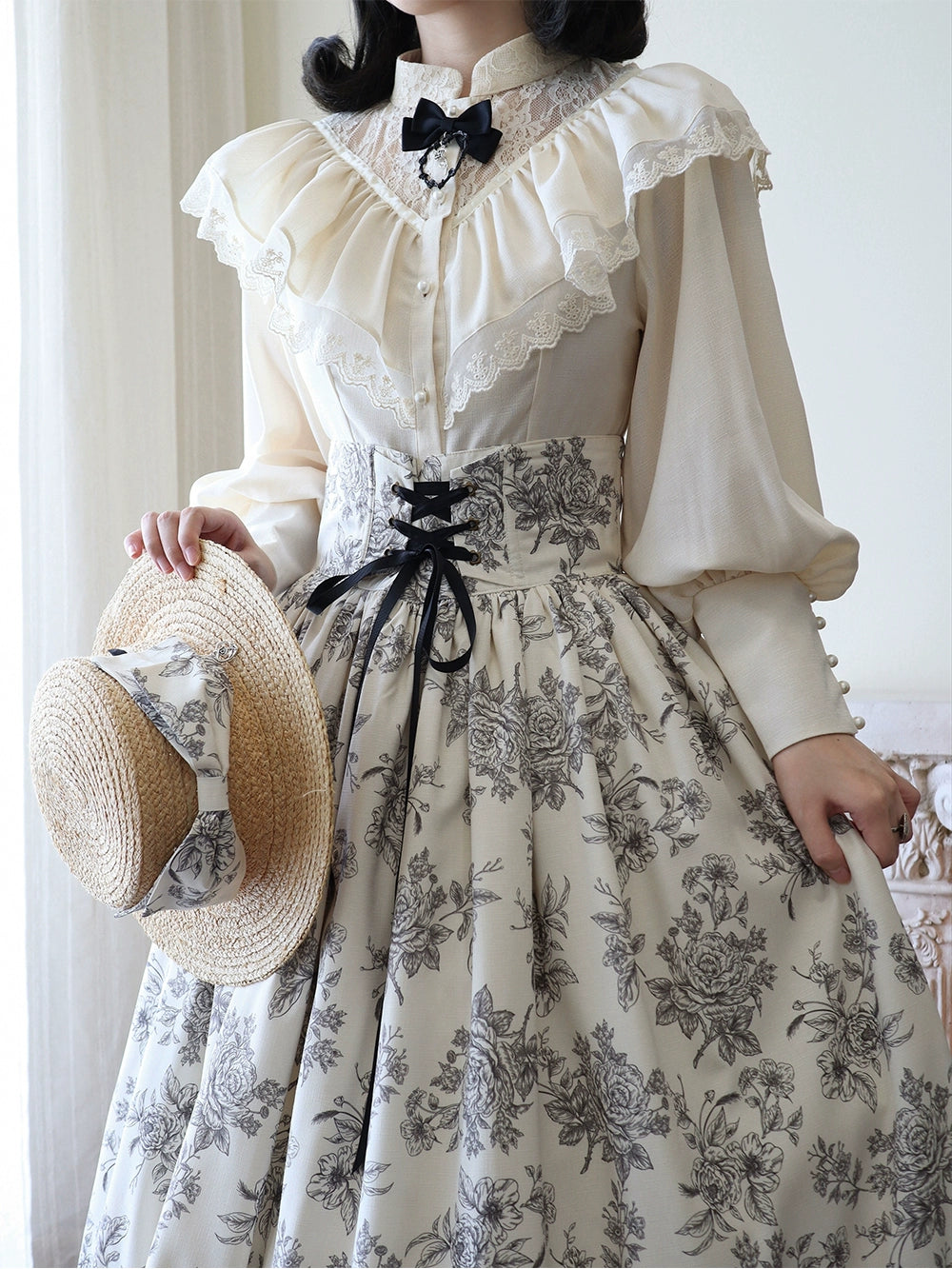 【予約販売】Sketch Wild Rose ハイウエストスカート プリントタイプ