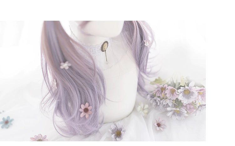 Lolita wig pink purple gradation loose curl long