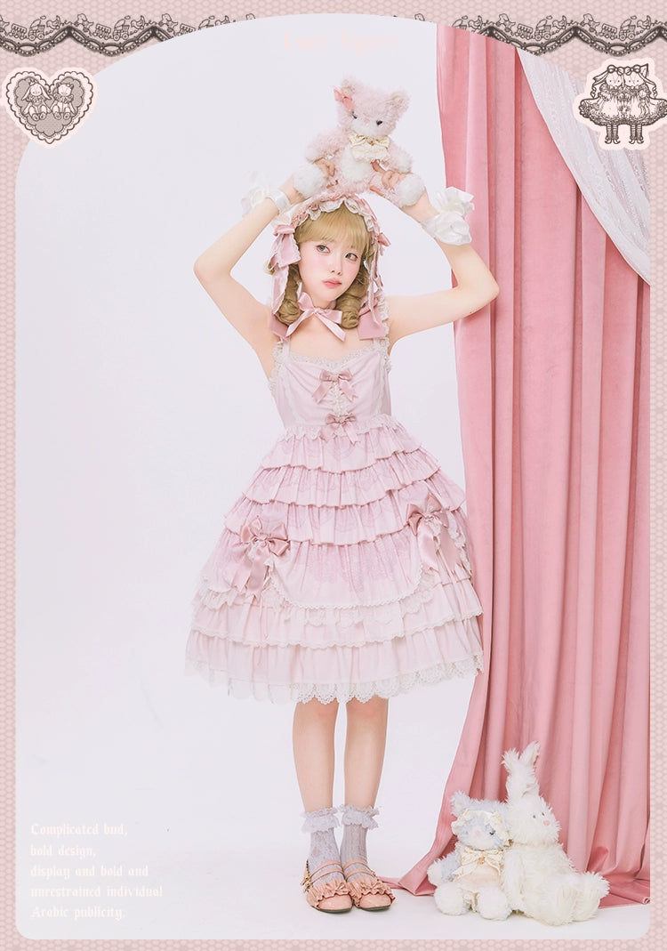 【再販・受注予約12/23まで】Lace Figure ティアードジャンパースカート