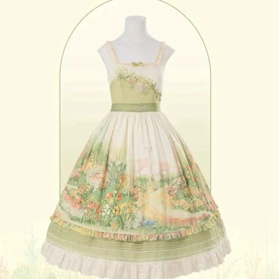 [Resale/Pre-orders available until 2/12] Fragrant Grass Print Jumper Skirt