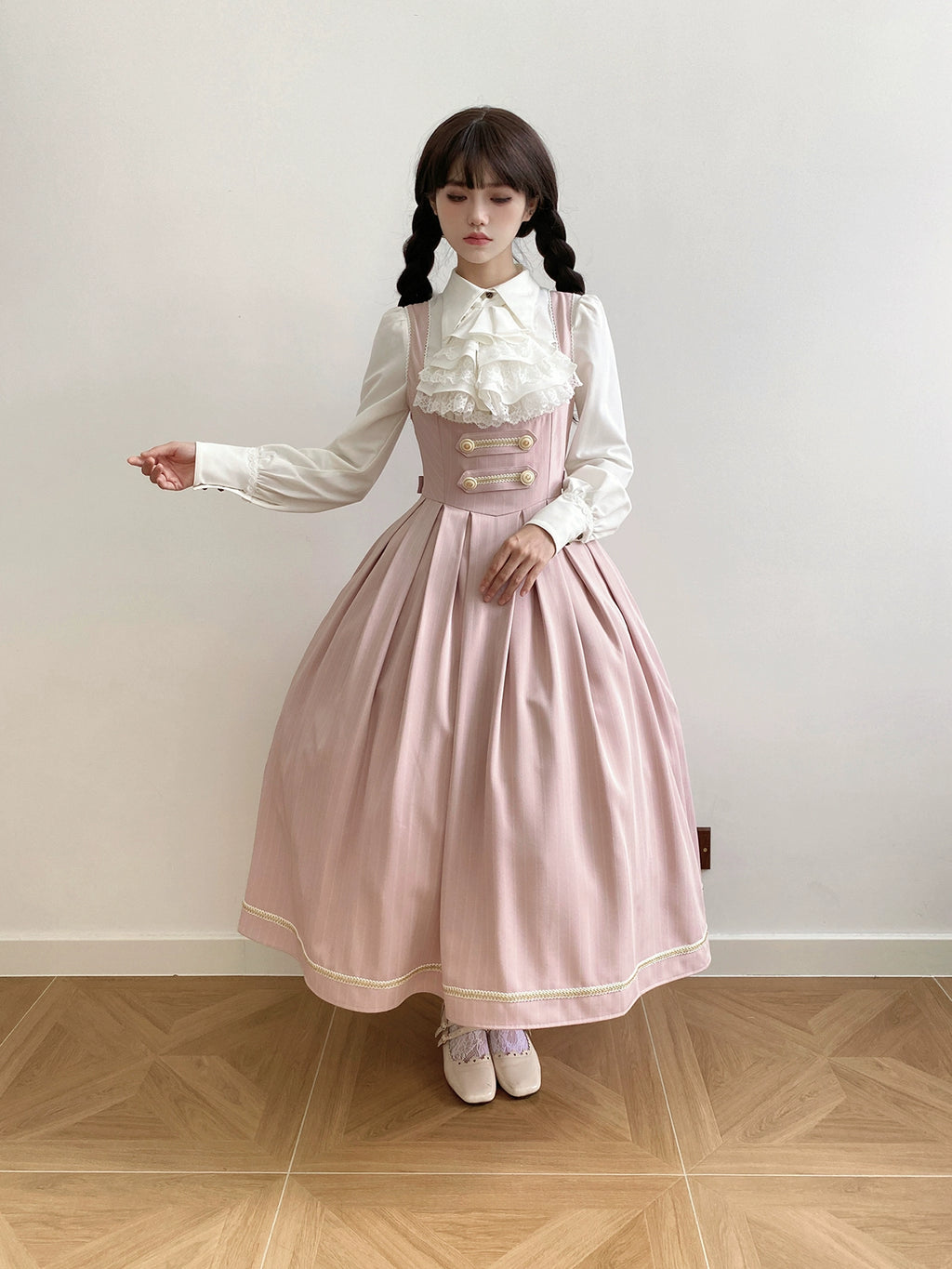 [Resale/Pre-orders available until 10/28] Bright Moon Corset Jumper Skirt Stripe [Pink]
