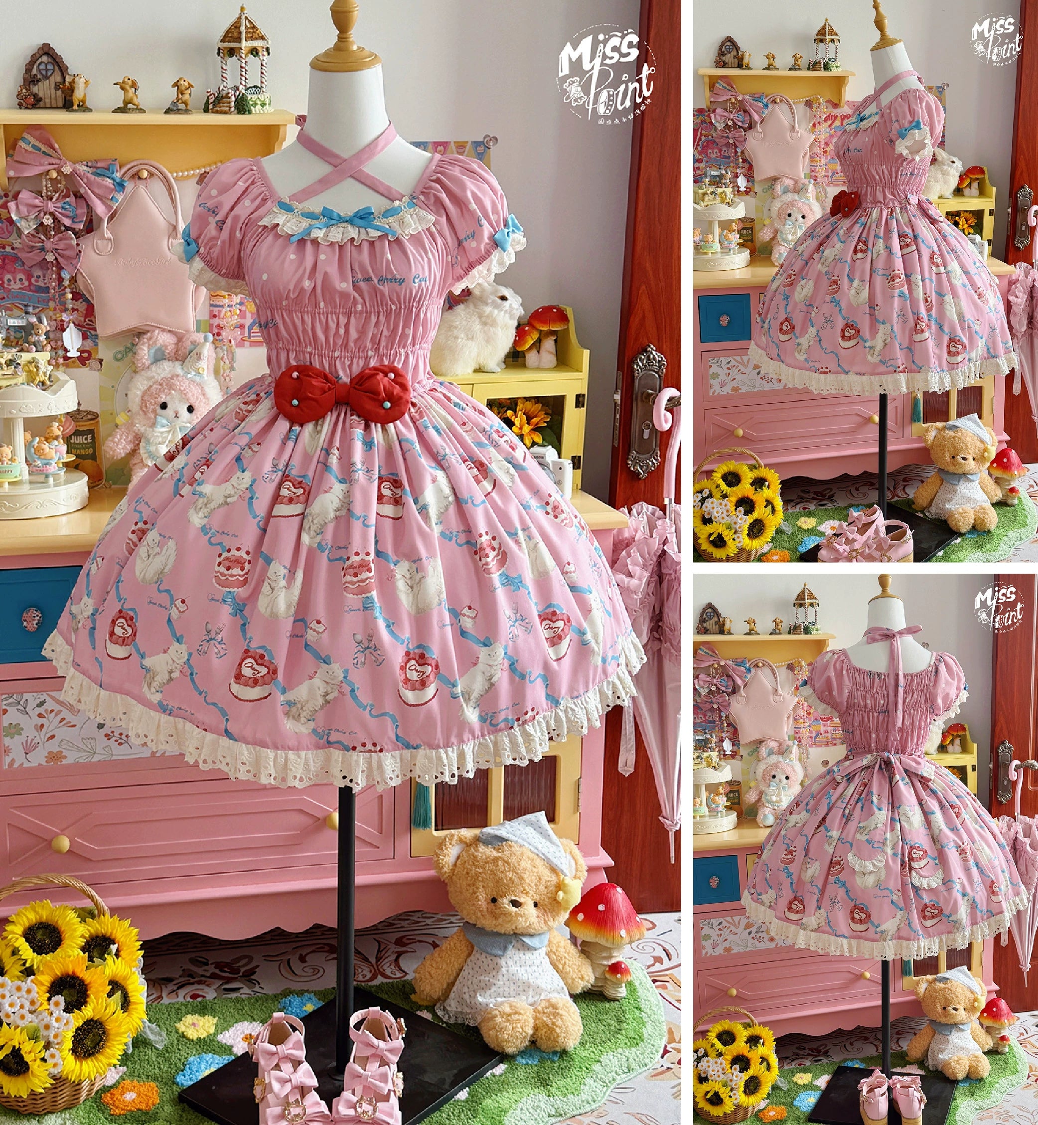 【 予約販売】Sweet Cherry Cat ワンピース