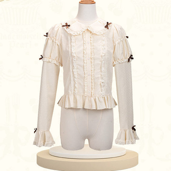 【受注予約1/26まで】Sweet Cup Cake 生成色リボンブラウス