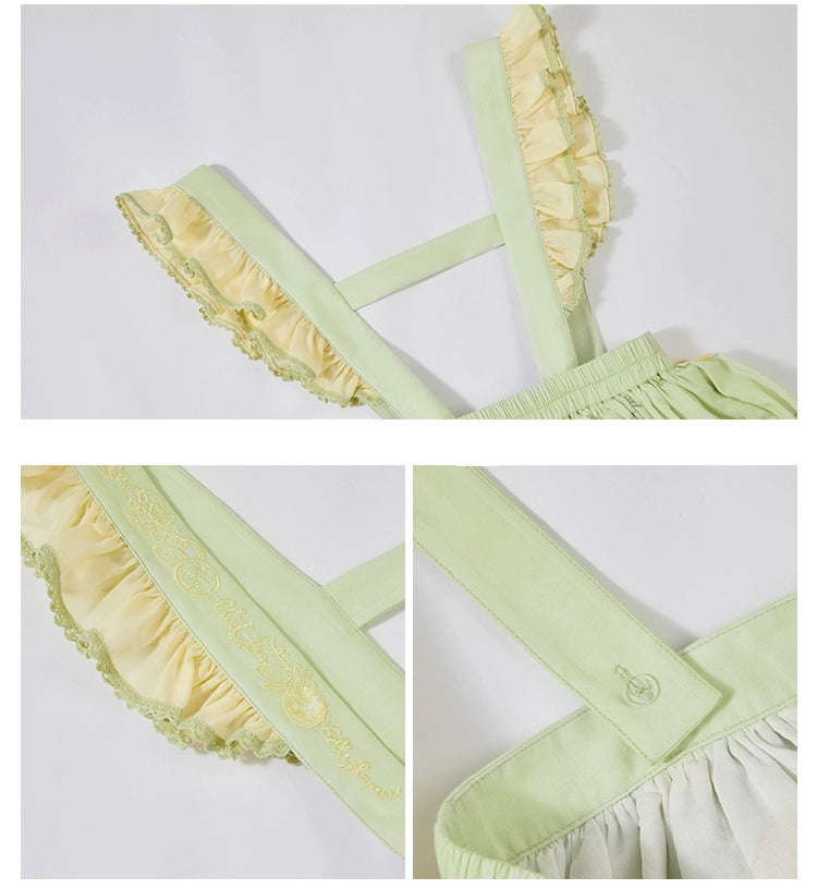 【受注予約7/16まで】Limone Town カントリー風サスペンダースカート