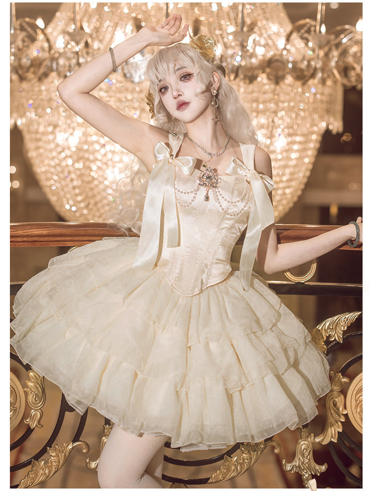 Cream Polkaフレンチガーリー  バレエ風セットアップ