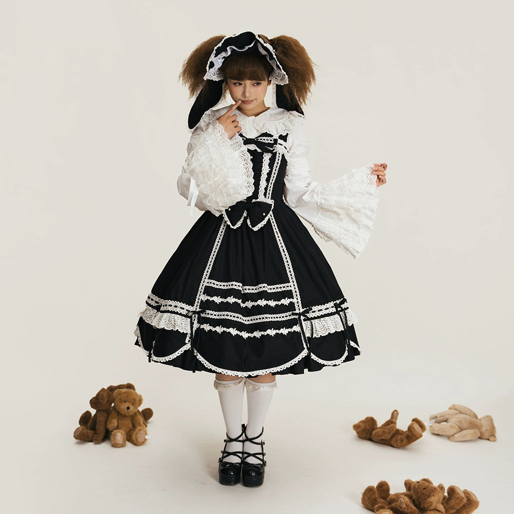 【受注予約6/12まで】Antique Petal Rabbit リボンジャンパースカート