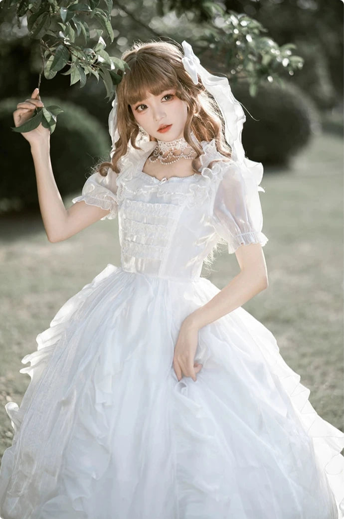 White Wings Irregular Frill Fairy Dress