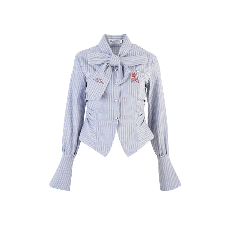 [Pre-order] Hogwarts School of Witchcraft and Wizardry Ribbon Tie Stripe Blouse