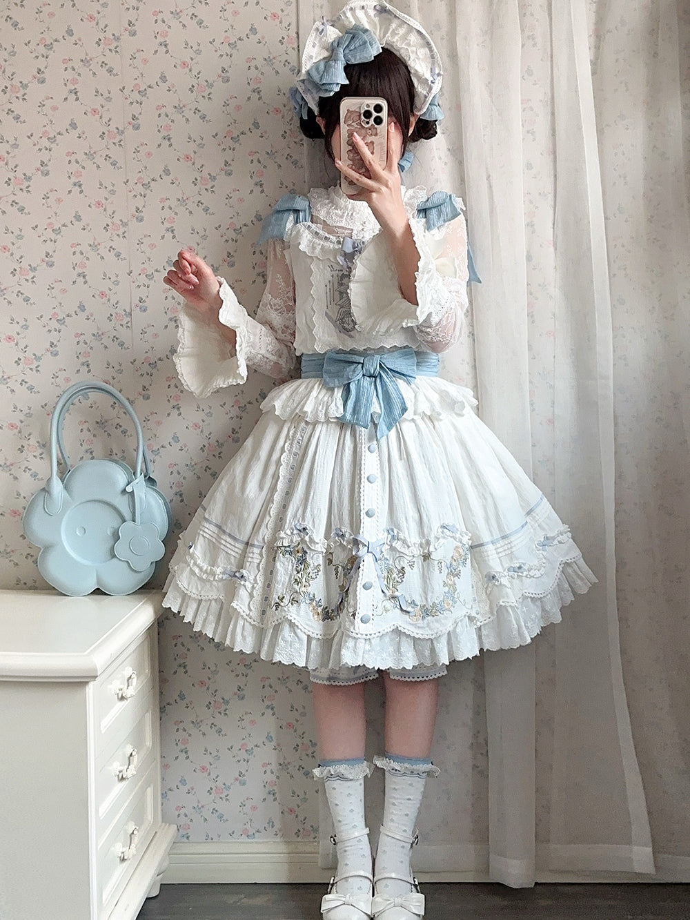 Mysterious Embroidery コットンスカート ショート丈・ロング丈