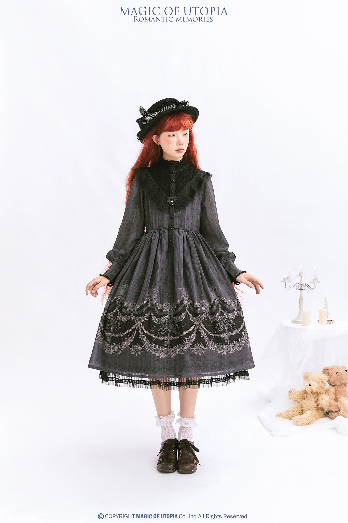 [Sale period ended] Romantic Memories Stand Collar Dress