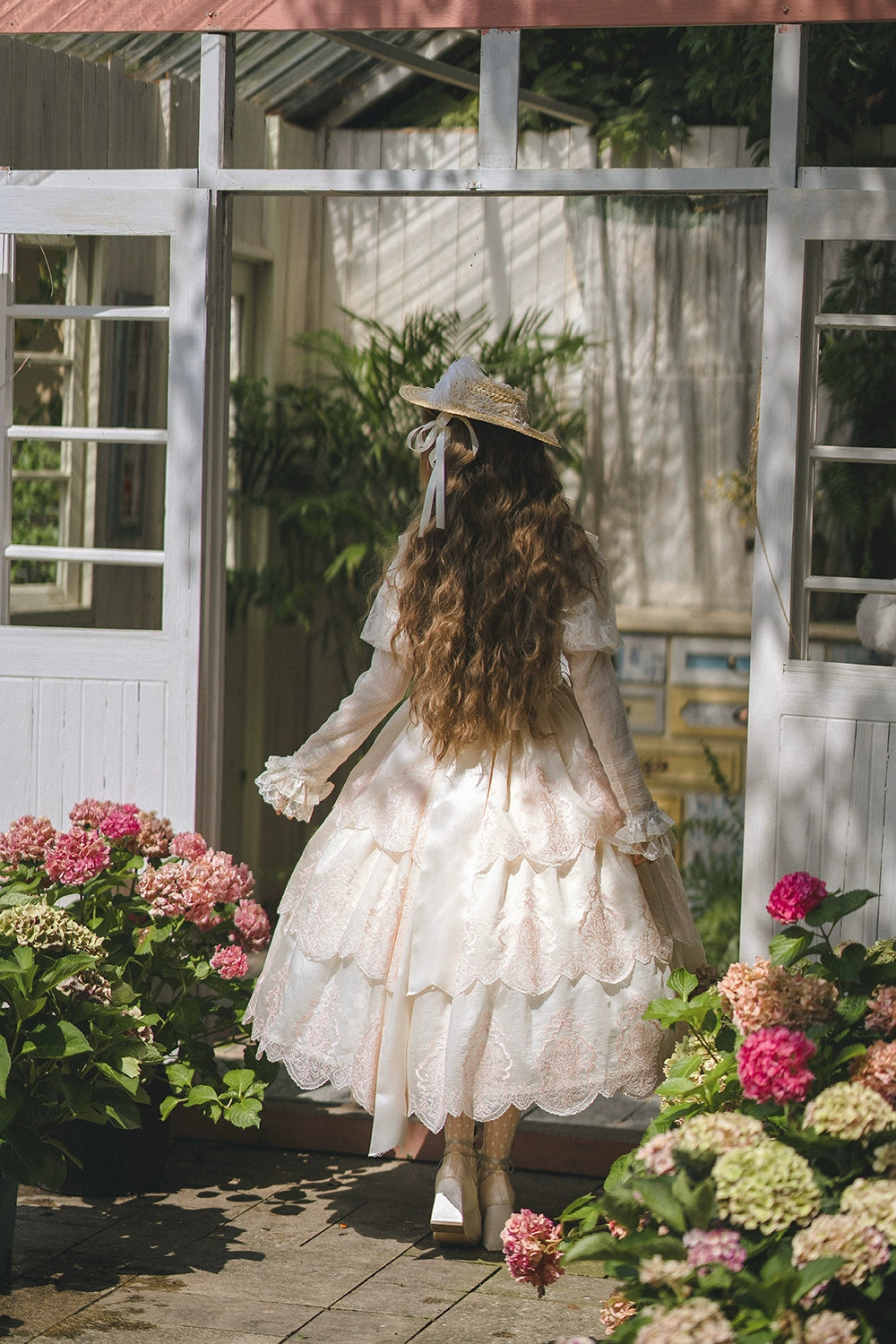 【受注予約9/25まで】Noble Garden 付け袖付き刺繍ワンピース