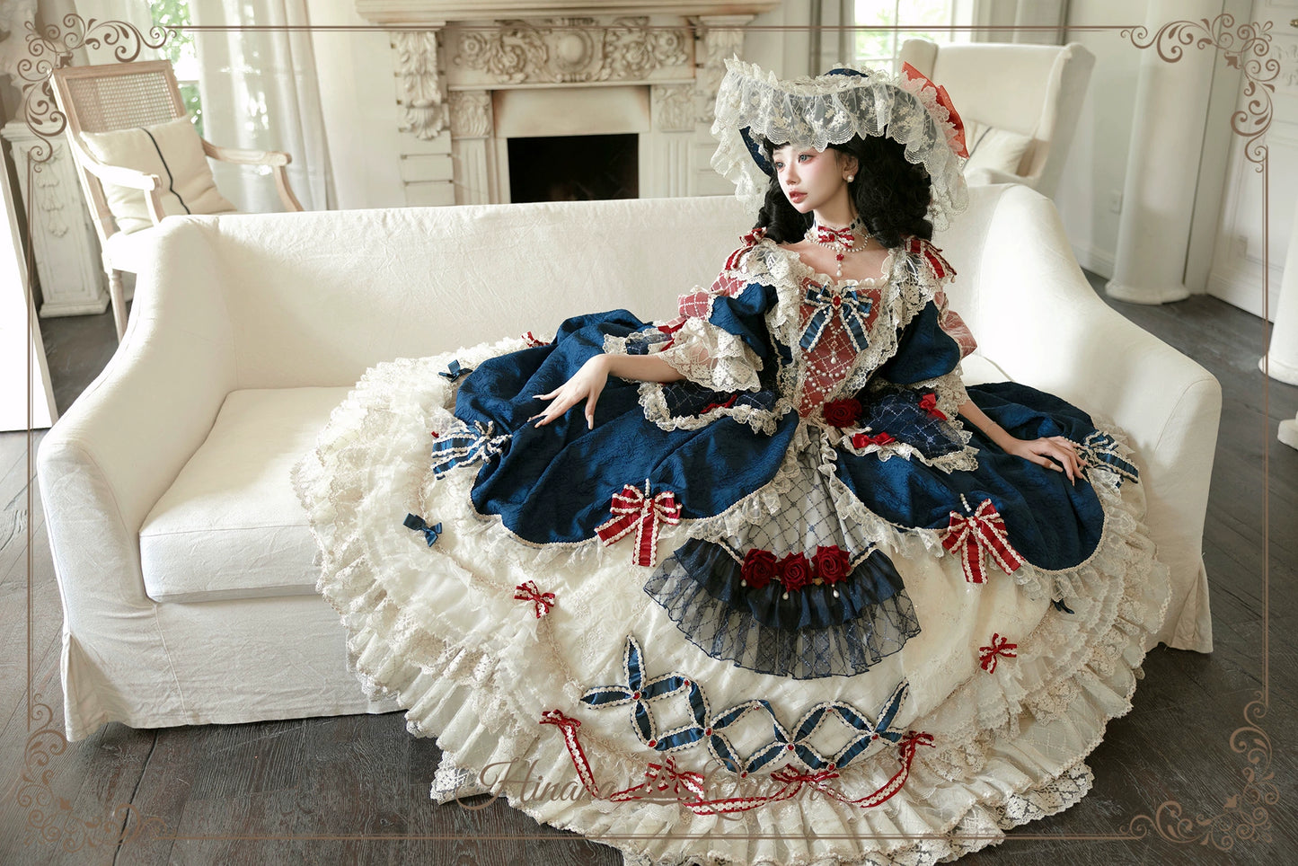 【受注予約6/26まで】Mirror Snow White プリンセスロングドレス・ネイビー