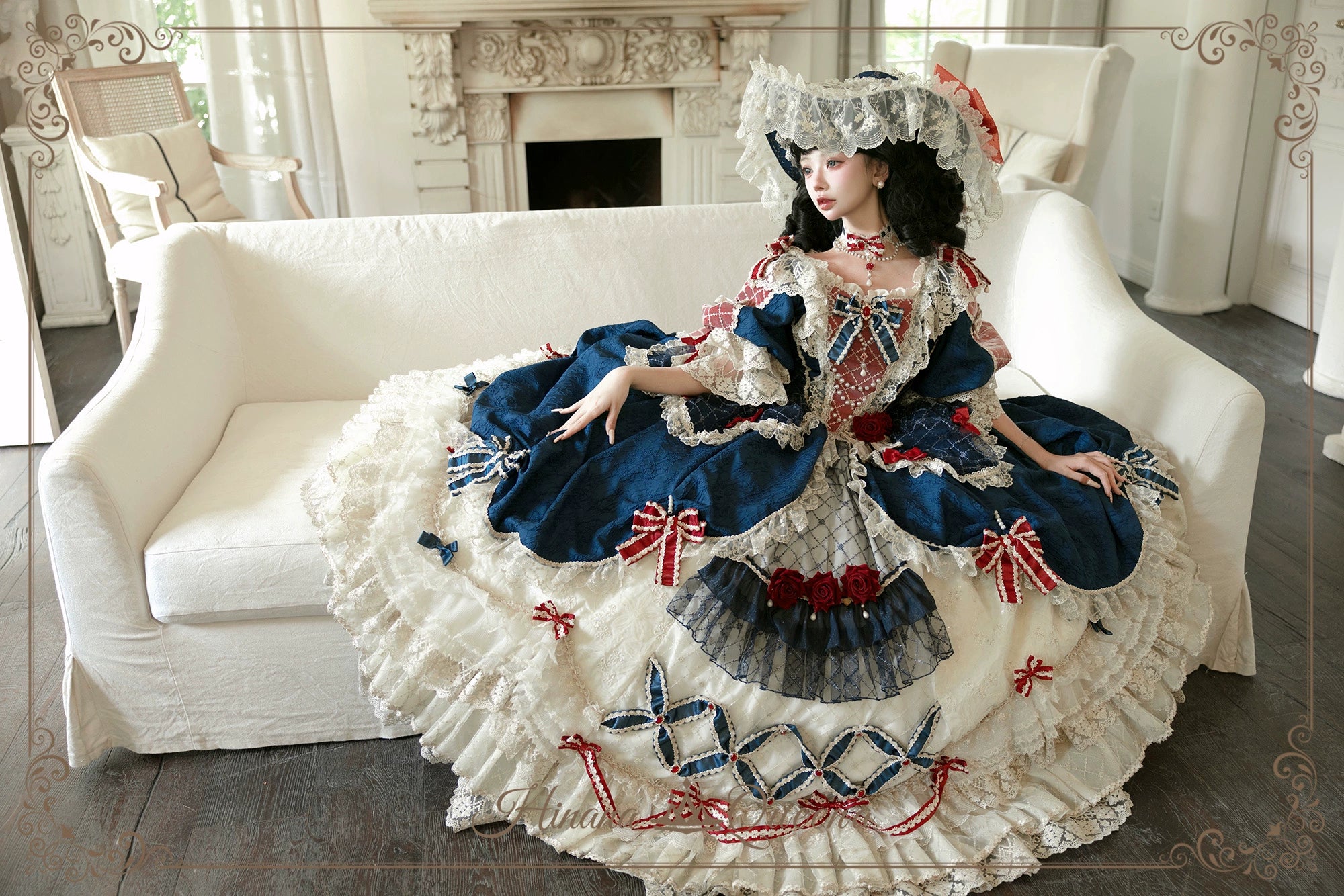 【受注予約6/26まで】Mirror Snow White プリンセスロングドレス・ネイビー