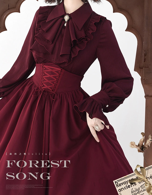 [Pre-order] Classical striped blouse with jabot tie