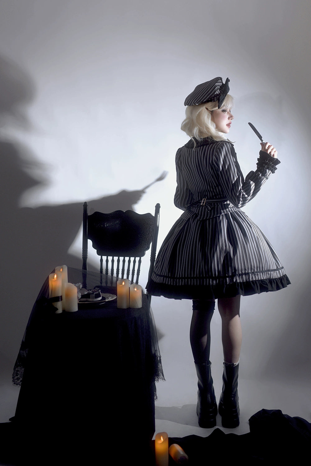 【予約販売】Classic Chocolat Stripe ストライプスカート・ショート丈