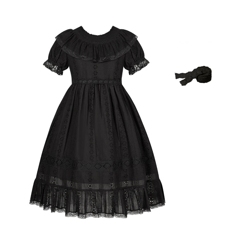 花刺繍入りコットンレースワンピース 単品＆セット